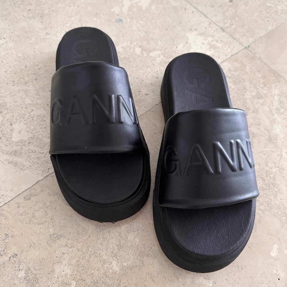 Ganni Black Slide Sandals